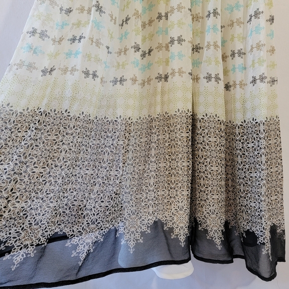 Robbie Bee Green Mix Print 100% Silk Sleeveless Midi Dress Sz 6 Quite Luxury - Picture 5 of 12